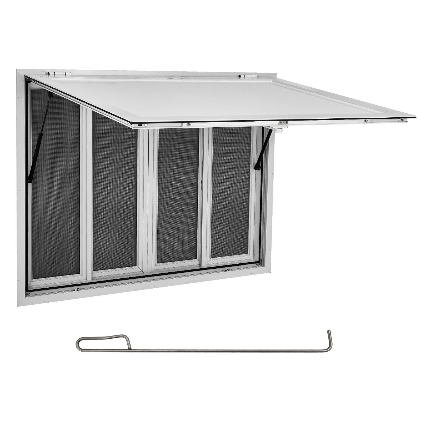Garvee 48"x36" Aluminum Alloy Food Truck Concession Window With 4 Sliding Screen Windows Awning Door Drag Hook For Food Trucks Concession Trailers