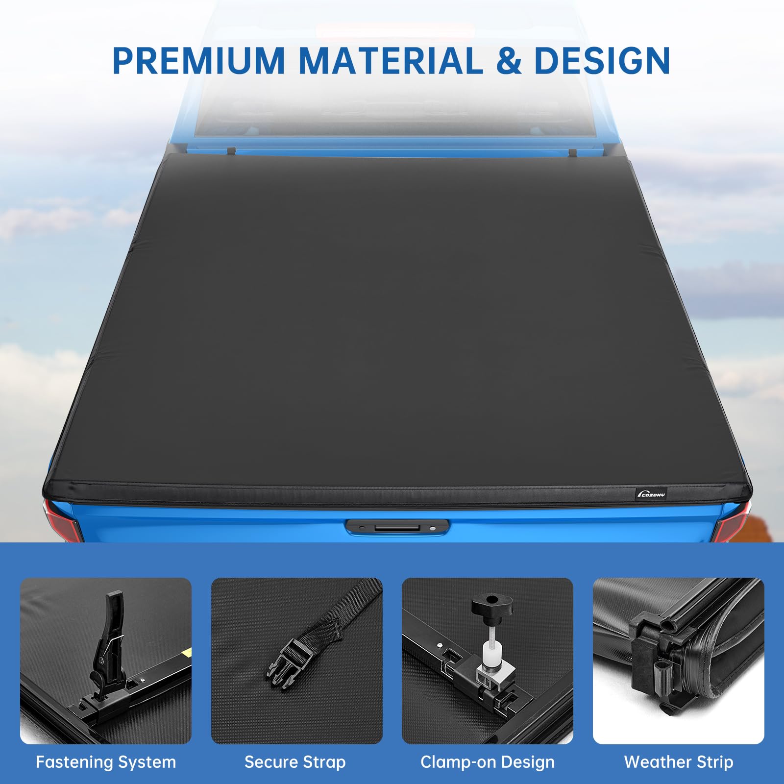 Garvee Tri-Fold Truck Bed Cover Strong Support PVC Material Tailgate Locking for 2014-2018 Chevy Silverado/GMC Sierra 1500 6.6FT
