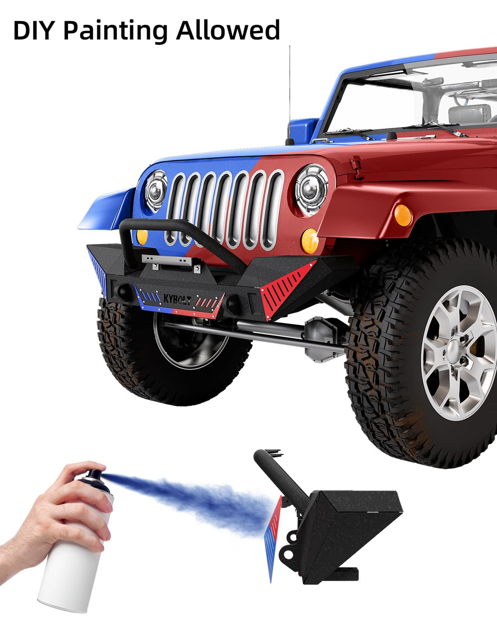 Garvee Front Bumper Compatible with 2007-2018 Jeep Wrangler JK & Unlimited JKU (2/4 Doors), Rock Crawler Off Road Full Width Bumper w/Winch Plate & Paintable Armor