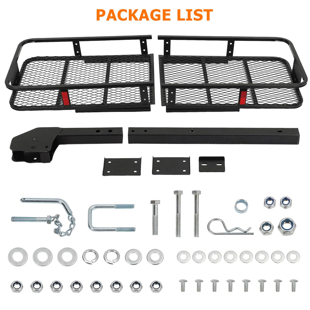Garvee 60x20x6 Inch 500lb Capacity Folding Cargo Basket , Hitch Mount