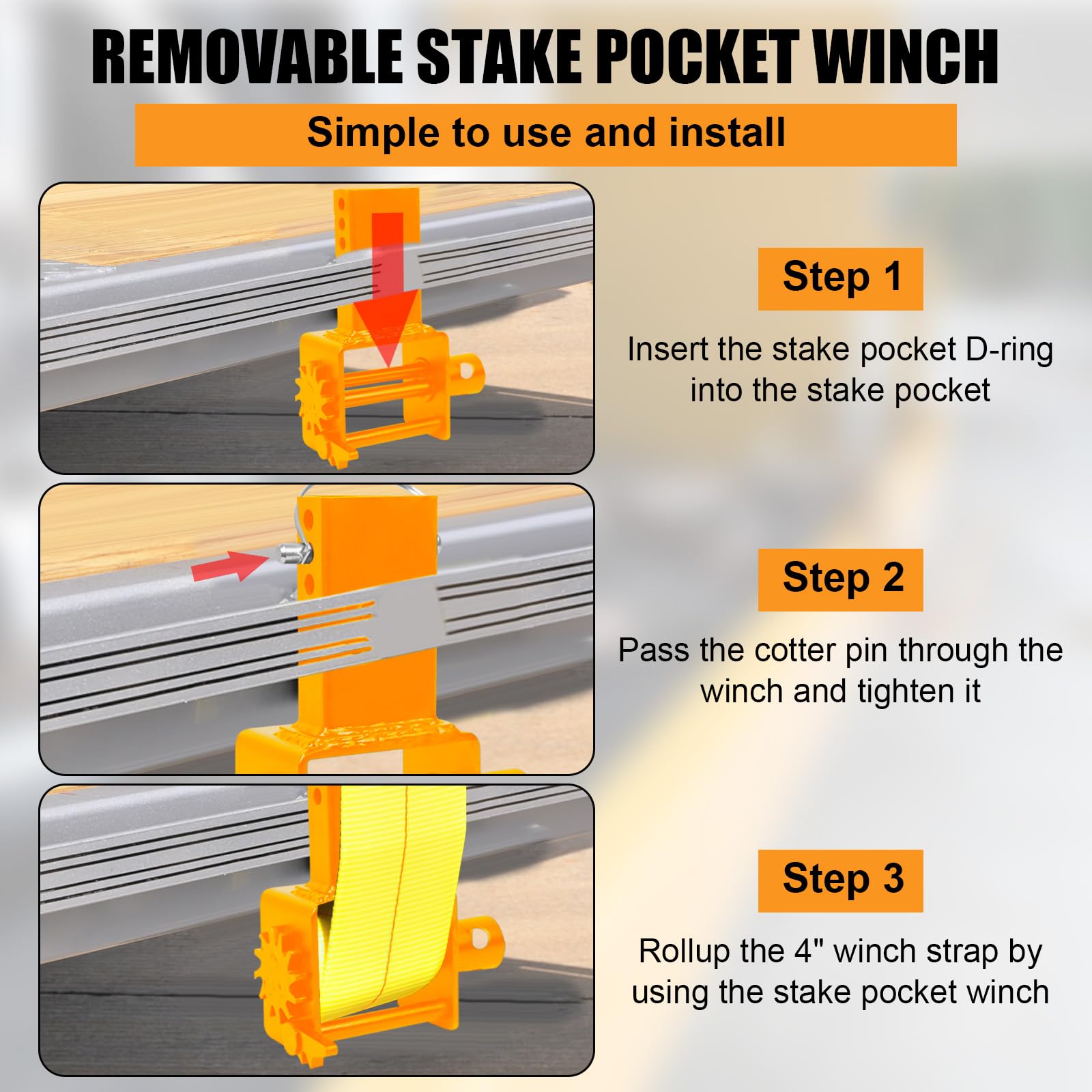 Garvee Trailer Stake Pocket Winch, Heavy Duty Stake Pocket Winch 16200 Lbs Capacity and 5400 Lbs Load Limit for Flatbed Trailer Trucks Winches, Pack of 2