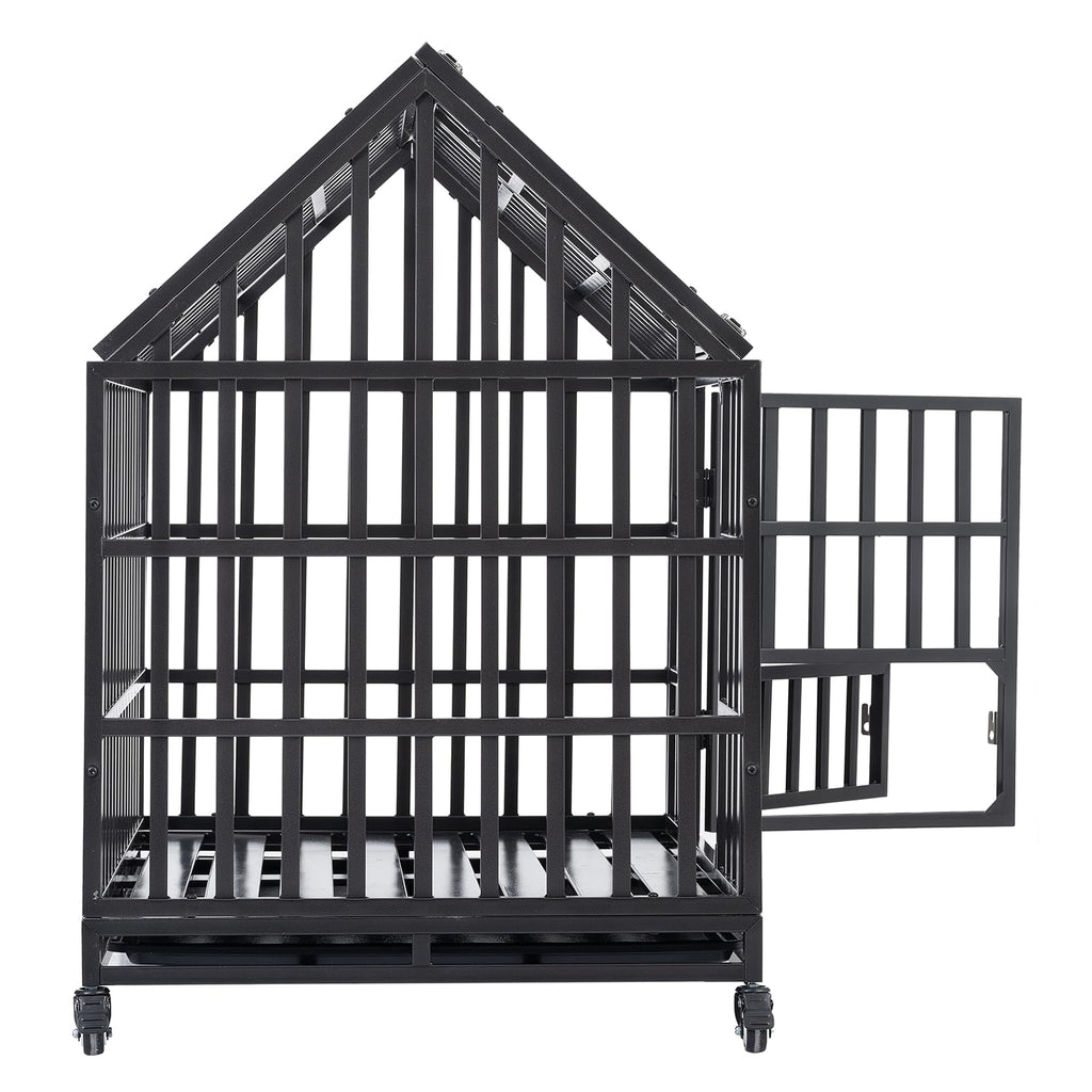 Garvee 43.3" Dog Cage Heavy-Duty Pet Crate With Roof And Front Door For Indoor Outdoor Use 43.3 Inches Black