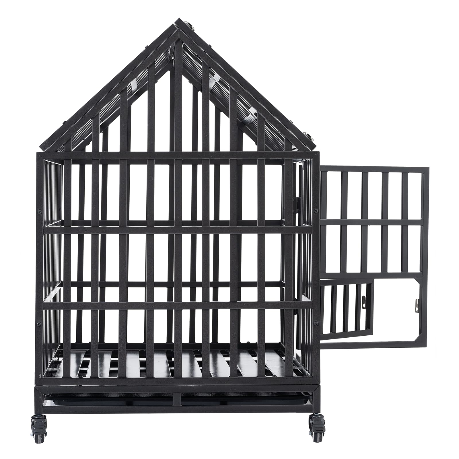 Garvee 43.3" Dog Cage Heavy-Duty Pet Crate With Roof And Front Door For Indoor Outdoor Use 43.3 Inches Black