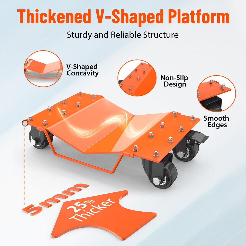 Garvee Heavy Duty Car Wheel Dolly Set, 8000lbs Capacity, Set of 4, Car Tire Moving Cart for Cars, Trucks, Motorcycles, Boats, Orange