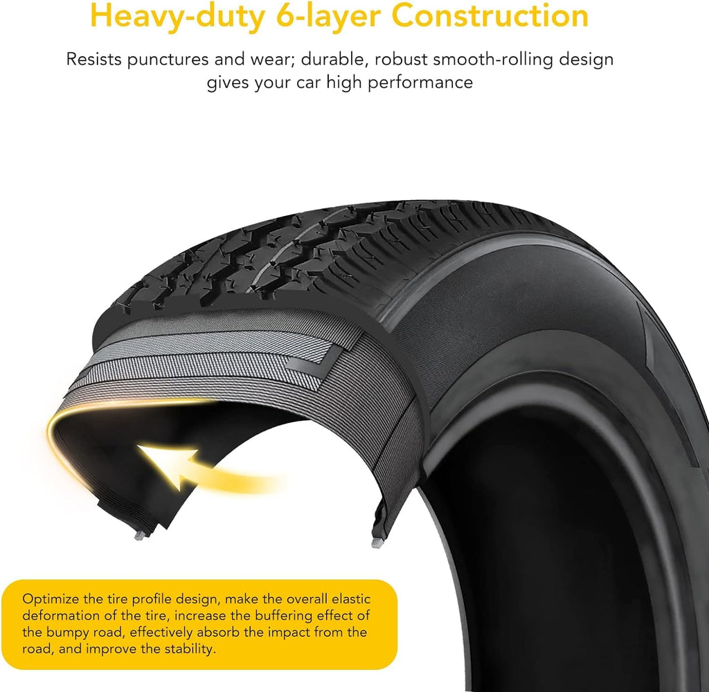 Garvee 4 PCS Trailer Tires 5.3-12 530-12 6PR Load Range C 12'' Rim Agricultural Terrain Towing Black
