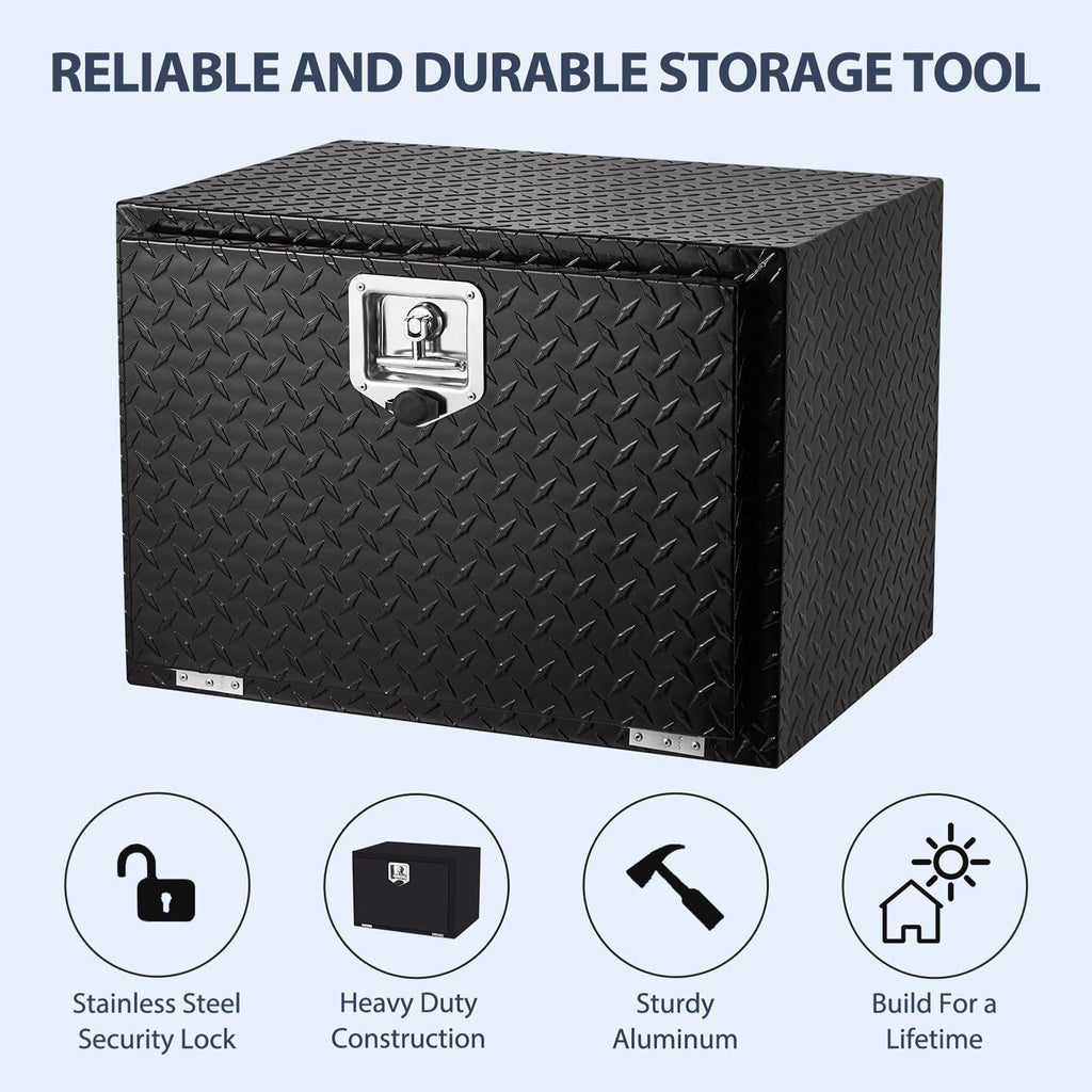Garvee 24 Inch Aluminum Underbody Truck Box, Waterproof Truck Storage Organizer Chest For Pick Up, Rv Trailer, Durable Truck Side Tool Box With T-Handle Lock and Keys