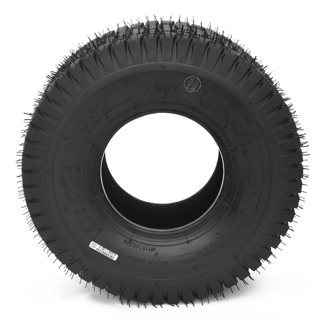 Garvee Lawn Mower Tires Turf Tires 15x6.00-6 4PR for Golf Cart Tires, Garden Tractor Riding Mower Tubeless Set of 2