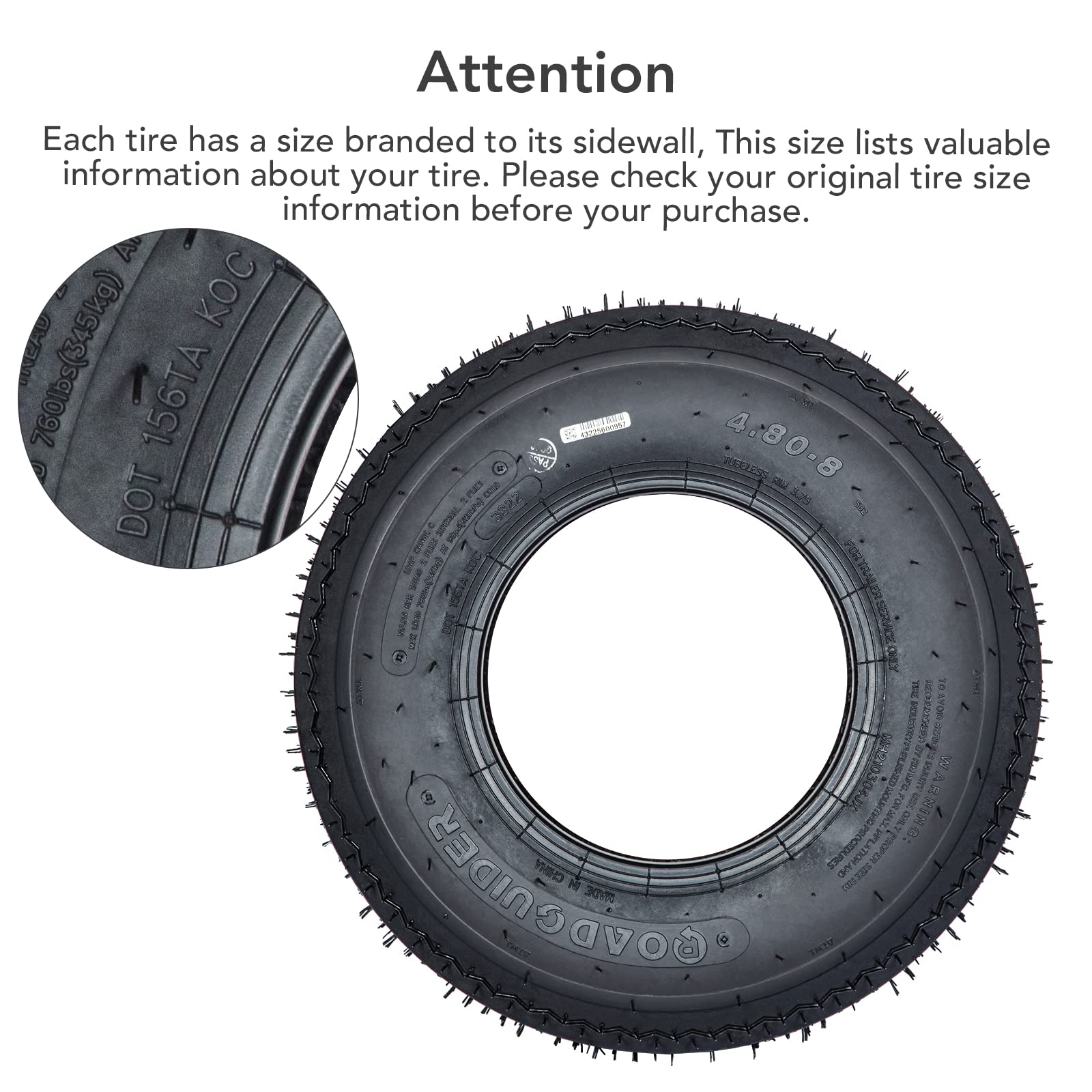 Garvee ST225/75D15 H78-15 Load C 6 PLY Trailer Tires - 2 Pack