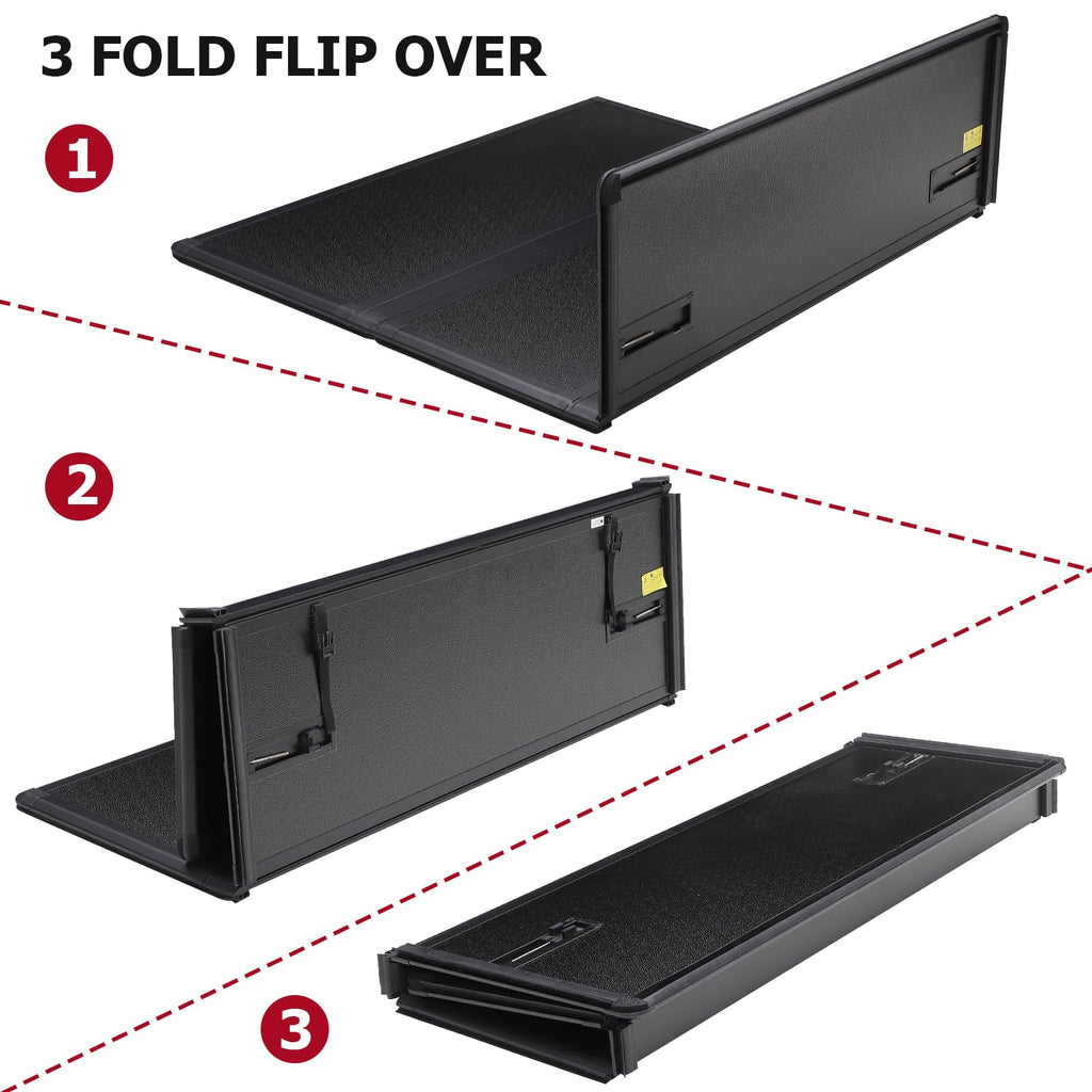 Garvee Truck Bed Tonneau Cover for Tacoma SR5 5ft Bed, Hard Tri-Fold Truck Tonneau Cover Compatible with 2016-2023 Tacoma SR5 Access cab 5ft Bed, Black