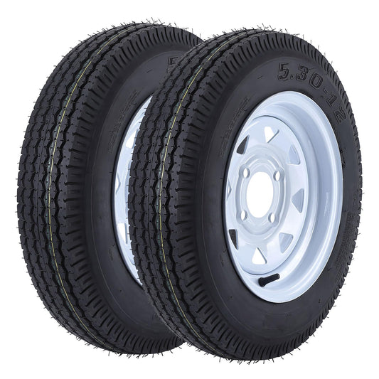 Garvee 5.30-12 Trailer Tires, 2 Pack, Load Range C 6PLY, 12"x4" Rims 4 Lug on 4", Max Load 1050 LBS @ 80 PSI, DOT Approved Durable Design for Utility & Boat Trailers