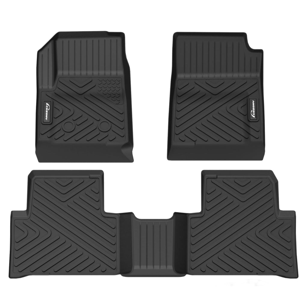Garvee Custom Fit Floor Mats Compatible with 2023 2024 Chevrolet Chevy Colorado Crew Cab & 2023 2024 GMC Canyon, Black TPE All-Weather Car Floor Liners, Front & Rear Row Set