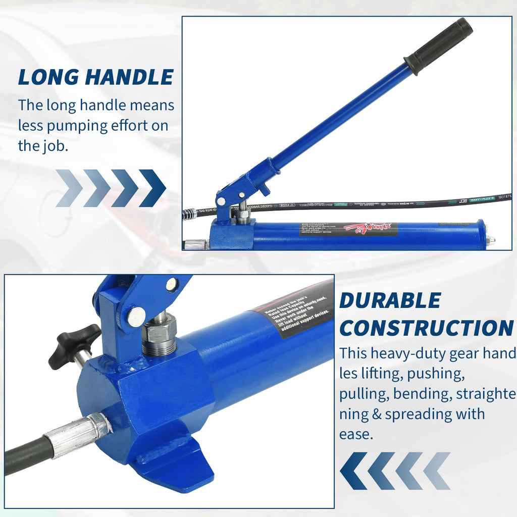 Garvee 20 Ton Porta Power Hydraulic Kit, 15pcs Heavy-Duty Hydraulic Pusher Puller Set with Long Handle Ram and Portable Toolbox for Auto Body Repair, Garage, and Industrial Maintenance, Blue