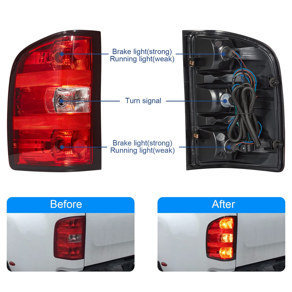 Garvee 07-14 Silverado/Sierra 3500HD Driver Tail Light Ruby Red