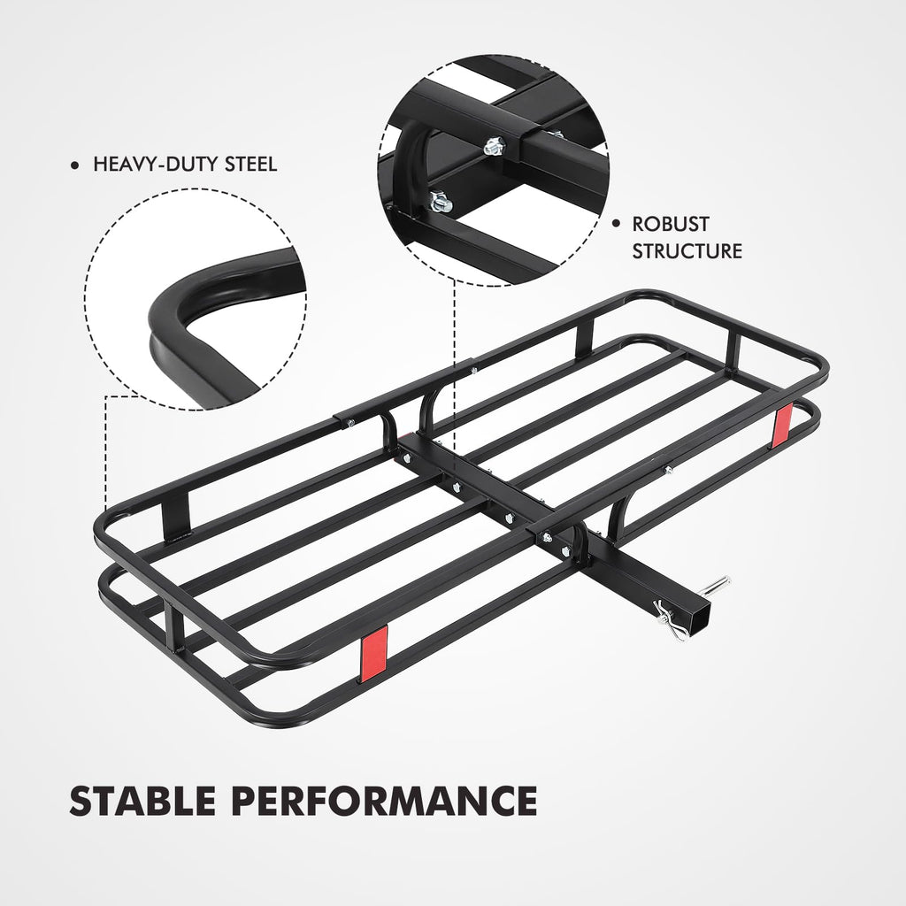 GARVEE 500 Lbs Hitch Mount Cargo Carrier Basket, 53" x 19" x 6" Rear Luggage Rack for 2" Receiver, Black Cargo Basket for Car Camping and Traveling