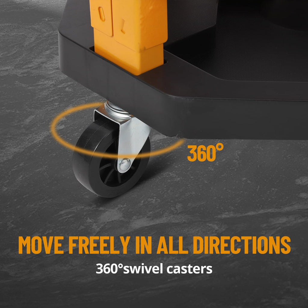 Garvee 330LBS Rolling Shop Stool for Garage - Heavy-Duty Mechanic Stool, Ease to Move with 360° Universal Casters, Engineering Design, High-Storage