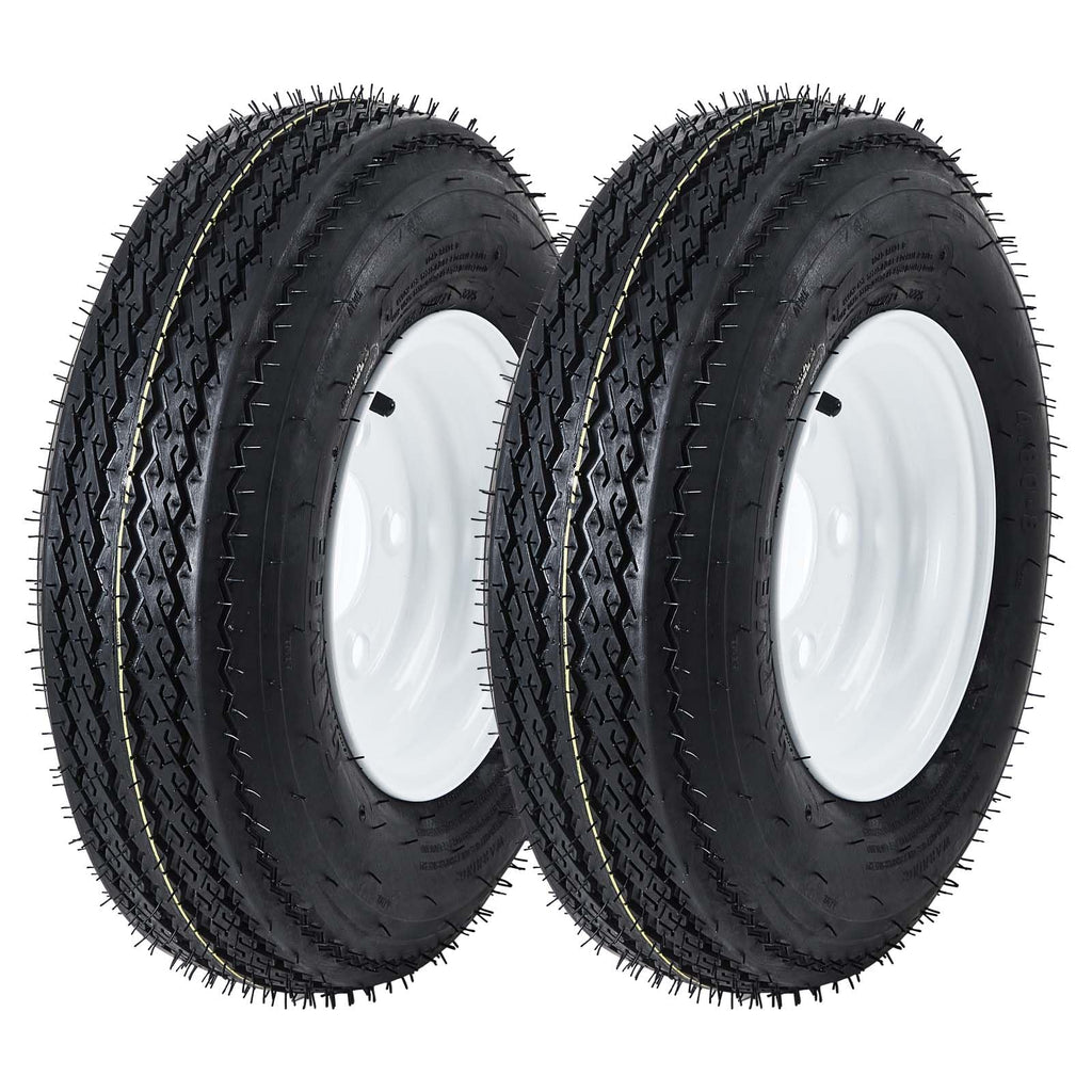 Garvee 4.80-8 Trailer Tire and Wheel Assembly, Heavy-Duty Load Range C 6PR, 8 Inch White Modular Wheel for Utility Boat Camper Trailers, Set of 2