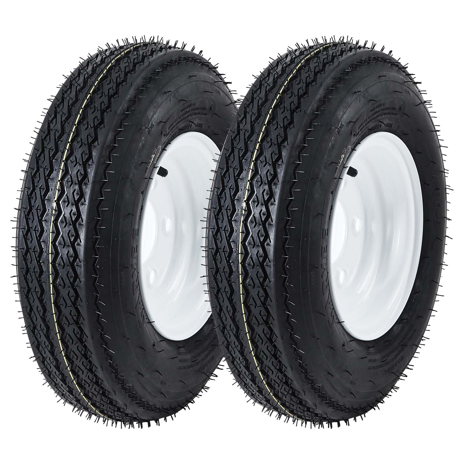 Garvee 4.80-8 Trailer Tire and Wheel Assembly, Heavy-Duty Load Range C 6PR, 8 Inch White Modular Wheel for Utility Boat Camper Trailers, Set of 2