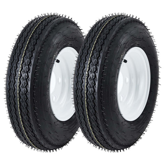 Garvee 4.80-8 Trailer Tire and Wheel Assembly, Heavy-Duty Load Range C 6PR, 8 Inch White Modular Wheel for Utility Boat Camper Trailers, Set of 2
