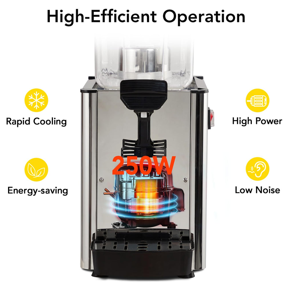 GARVEE 18L (4.8 Gallon) Commercial Juice Dispenser, 1 Tank, Stainless Steel Beverage Dispenser for Slushy, Cold Drink, Restaurant