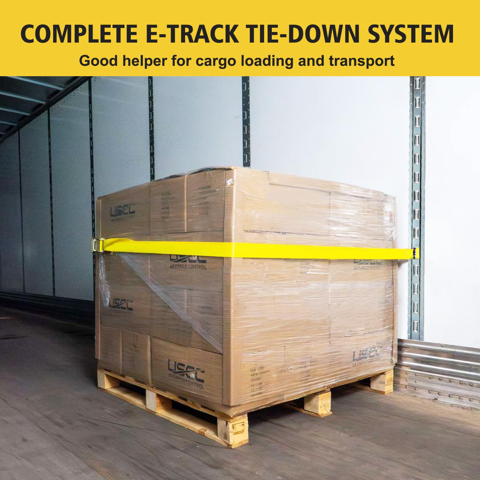 Garvee 5FT E Tracks Tie-Down Rail Kit, 4 Pack Vertical E Track Rails Includes 4 Steel Rails & 4 O-Rings & 4 Tie-Offs W/D-Ring, Versatile Trailer Securing Accessories for Trailers, Truck Bed