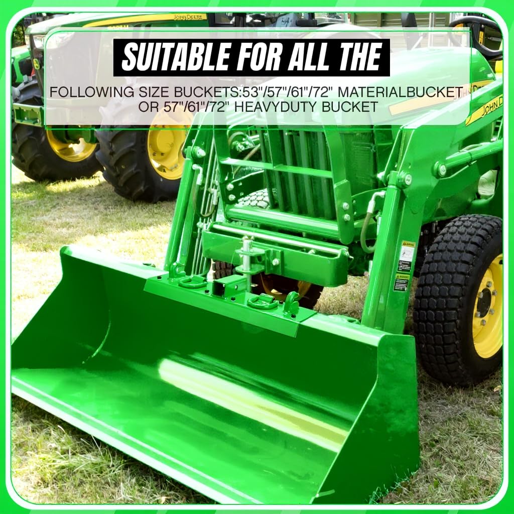 Garvee Heavy Duty Bolt-On Tractor Bucket Grab Hooks with Built-in 2-Inch Receiver and Forged D-Rings – 4,700 lbs Capacity Towing Attachment for John Deere Compact Tractors (22" L x 4.96" W, Green)