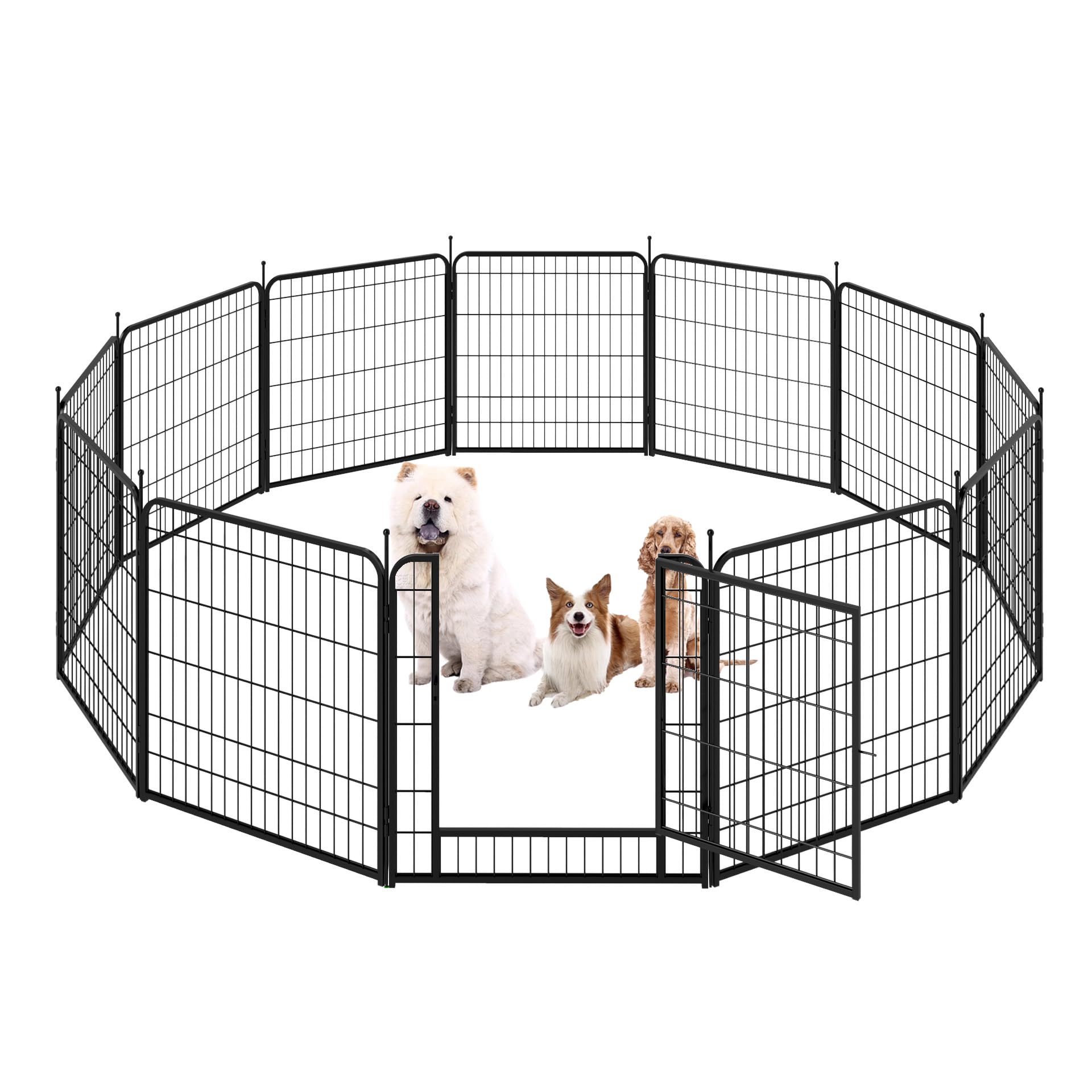 Garvee Dog Playpen 32" Height 8 Panels Pet Exercise Pen with Automatic Gravity Lock Doors, Portable Pet Play Yard Gate