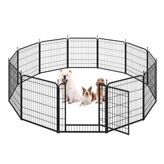 Garvee Dog Playpen 32" Height 8 Panels Pet Exercise Pen with Automatic Gravity Lock Doors, Portable Pet Play Yard Gate