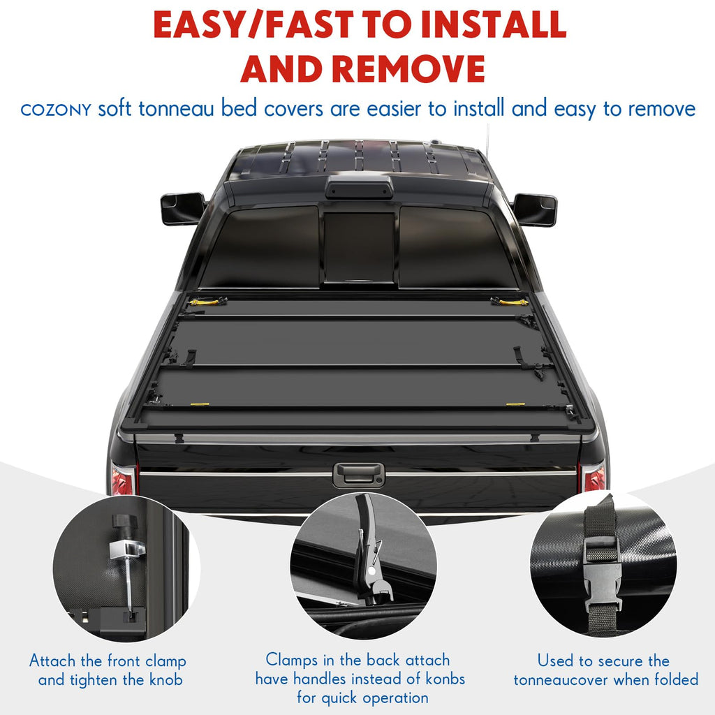 Garvee Soft Tri-fold Truck Bed Tonneau Cover Compatible with 2009-2014 Ford F150 Styleside 5.5ft Bed