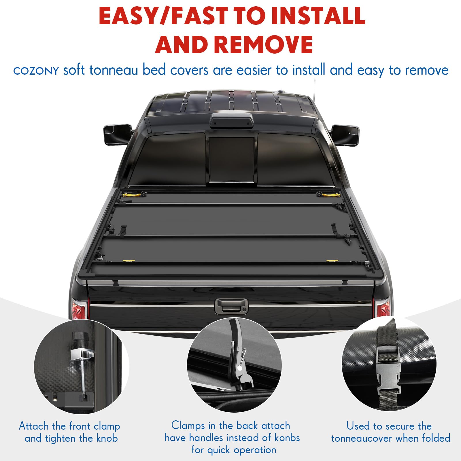 Garvee Soft Tri-fold Truck Bed Tonneau Cover Compatible with 2009-2014 Ford F150 Styleside 5.5ft Bed