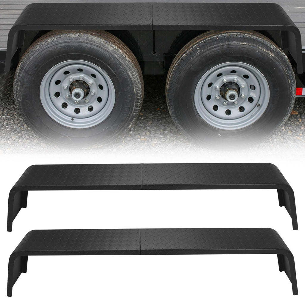 Garvee Trailer Fenders Detachable Heavy Duty Plate Steel Fenders for 13-15 Inch Wheels Tandem Axle Trailer 2Pcs Black
