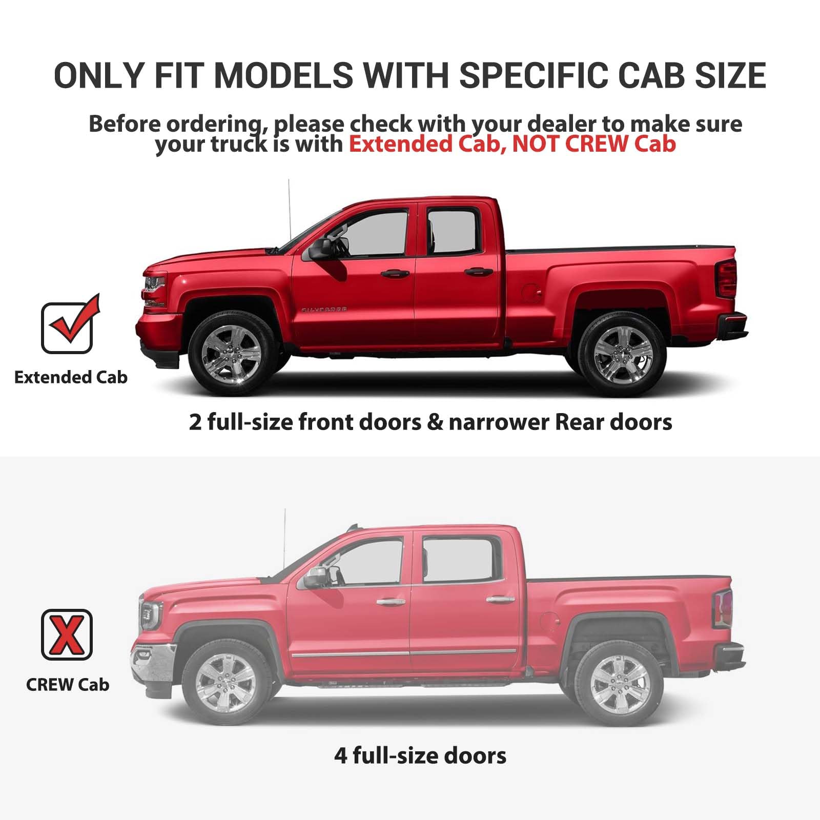 Garvee Running Board for 2019-2021 Chevy Silverado GMC Sierra 1500 Extended Cab 2500HD 3500HD - Durable, Stylish, Stable, 4-Inch Wide, Black