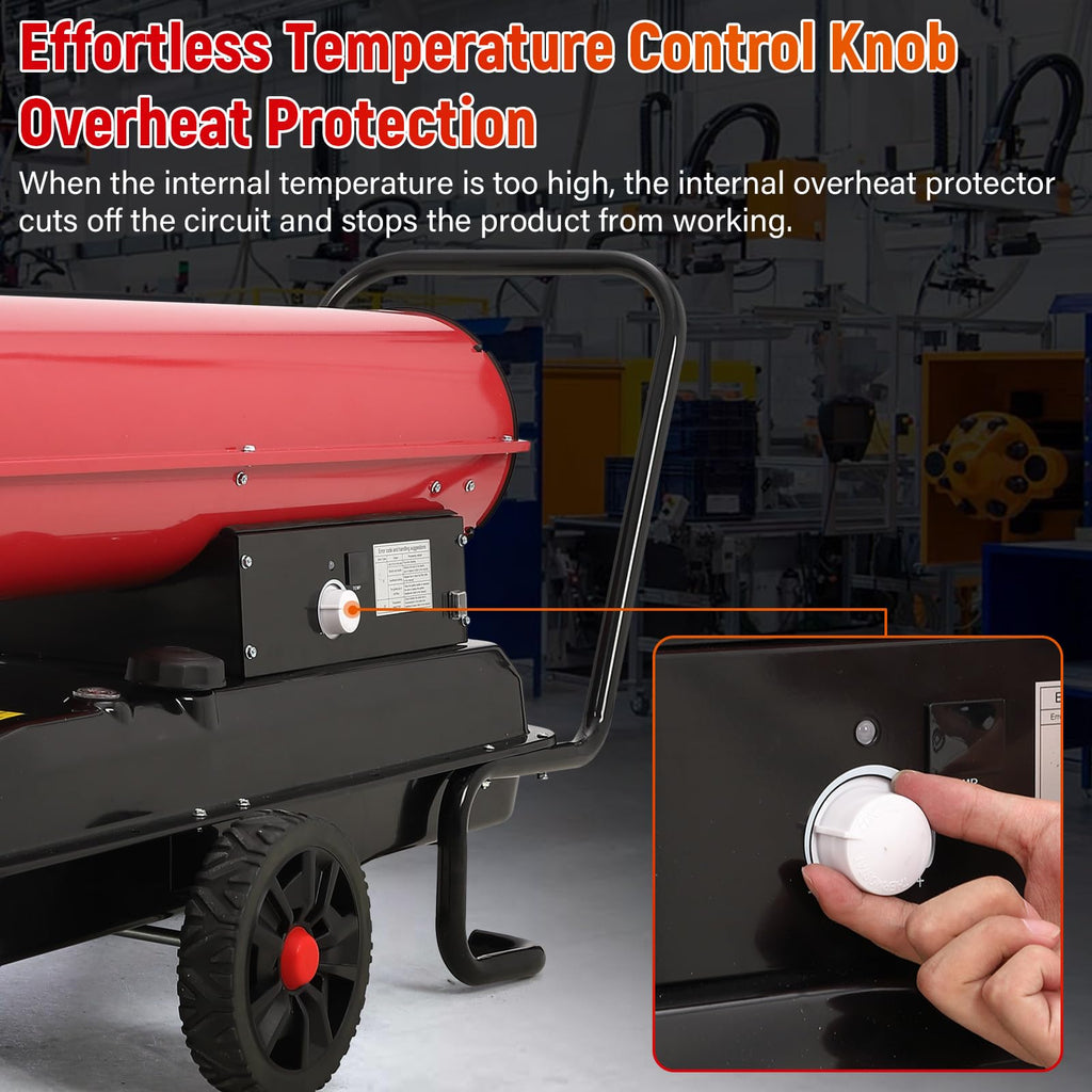 Garvee 175,000 BTU Diesel Kerosene Space Heater, 51L Fuel Tank, Adjustable Thermostat, 1100m³/h Output, for Outdoor, Indoor, Workshop, Industrial, Red