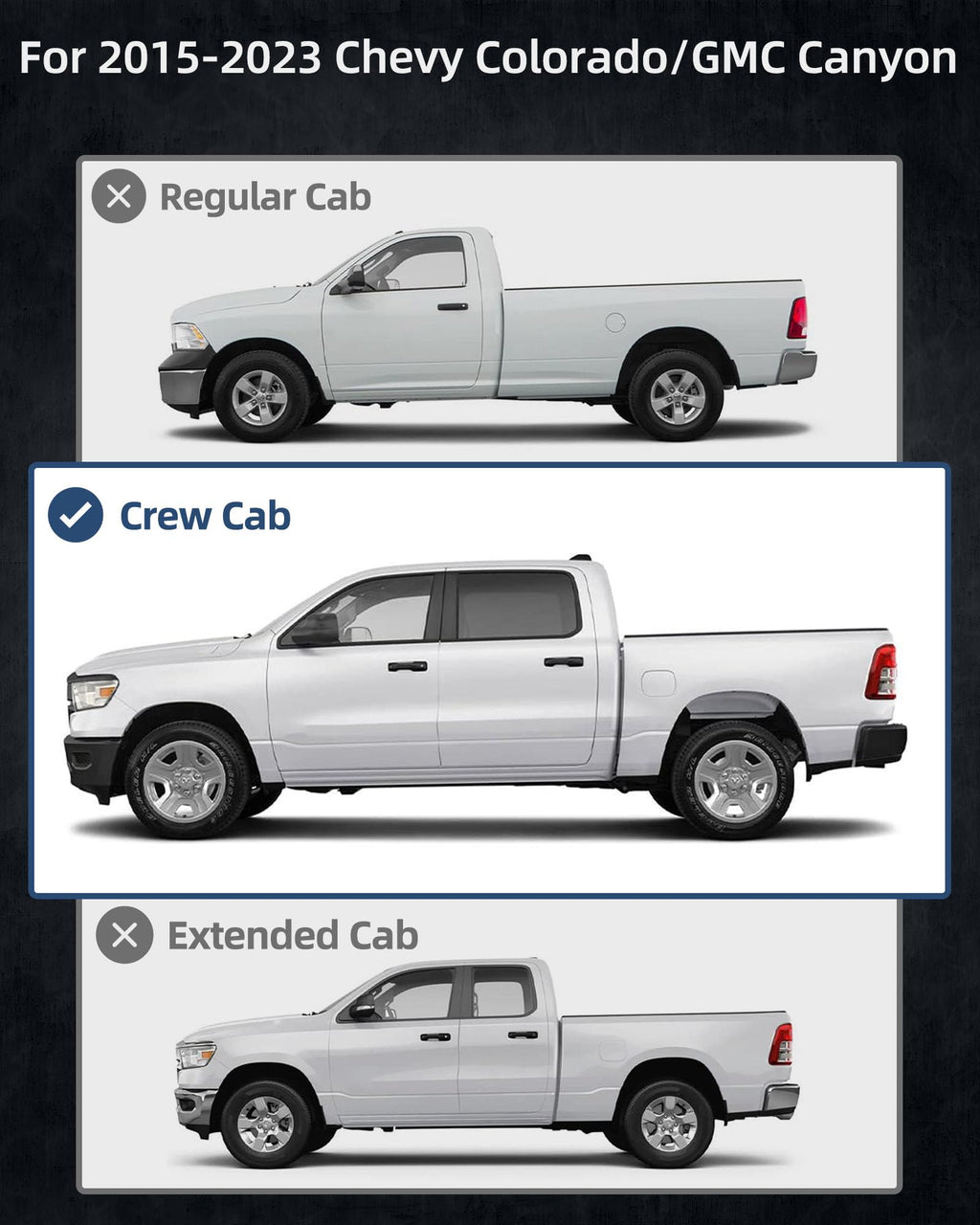 Garvee Running Boards Compatible with 2015-2024 Chevy Colorado/GMC Canyon SuperCrew Cab,Steel Rock Sliders for 2015 2016 2017 2018 2019 2020 2021 2022 2023 2024 Chevrolet Colorado/GMC Canyon Crew Cab