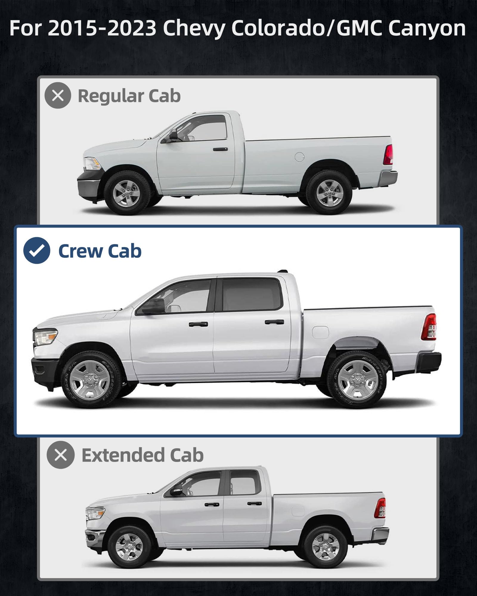 Garvee Running Boards Compatible with 2015-2024 Chevy Colorado/GMC Canyon SuperCrew Cab,Steel Rock Sliders for 2015 2016 2017 2018 2019 2020 2021 2022 2023 2024 Chevrolet Colorado/GMC Canyon Crew Cab