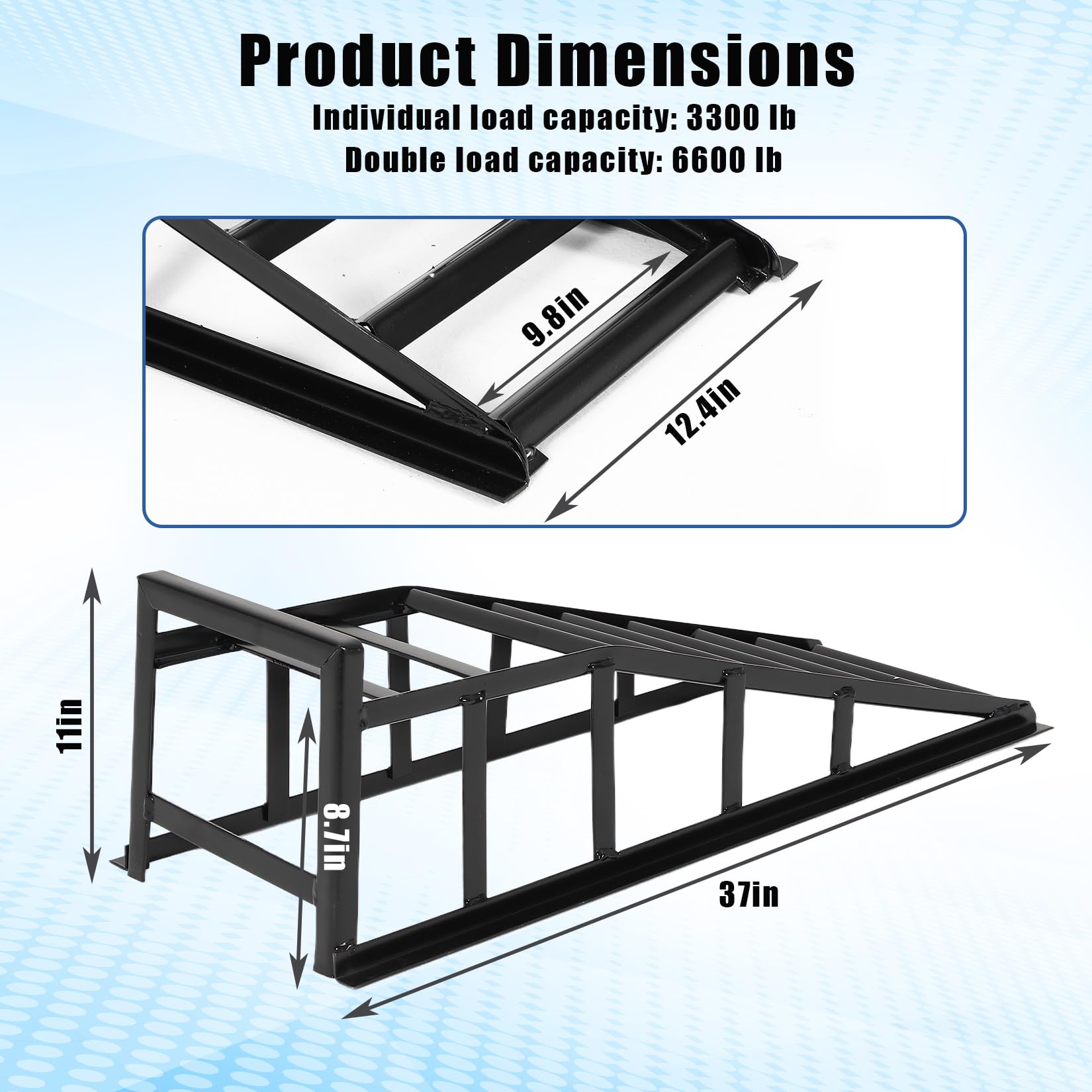 Garvee 2Packs 5Ton Steel Car Ramps Heavy Duty Drive Up Car Lift Ramp for Home Garage Vehicle Repair 8.7IN Black