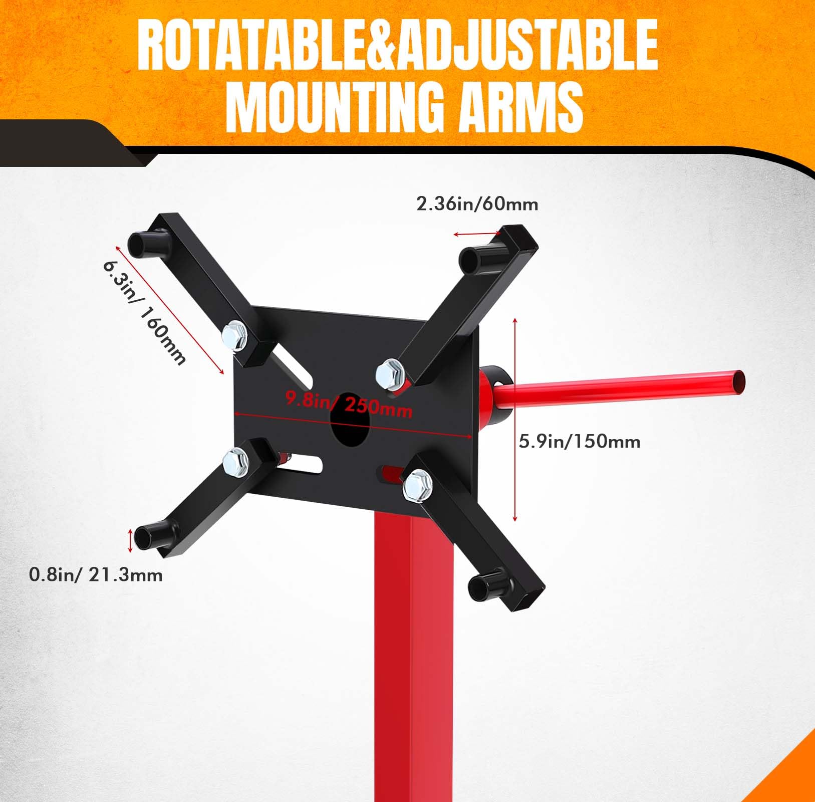 Garvee Engine Stand, 750 lbs (3/8 Ton) Rotating Engine Motor Cradle with 360 Degree Adjustable Head, Cast Iron Motor Hoist Dolly, 4-Caster, 4 Adjustable Arms, for Vehicle Maintenance