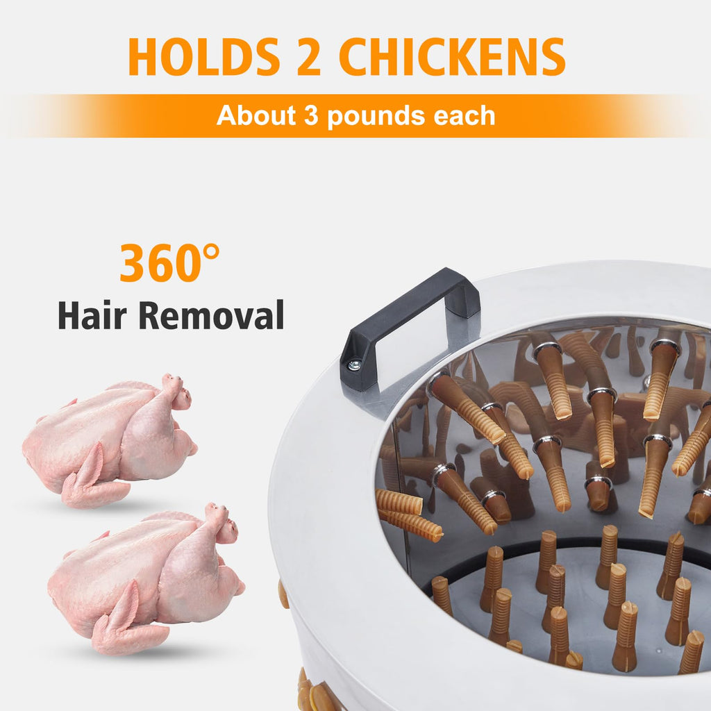 Garvee 20 Inch Chicken Plucker Machine, 550W Efficient Commercial Chicken Plucker, Poultry Plucking with 106 Soft Fingers, Suitable for Chickens, Ducks, Pigeons and Other Poultry