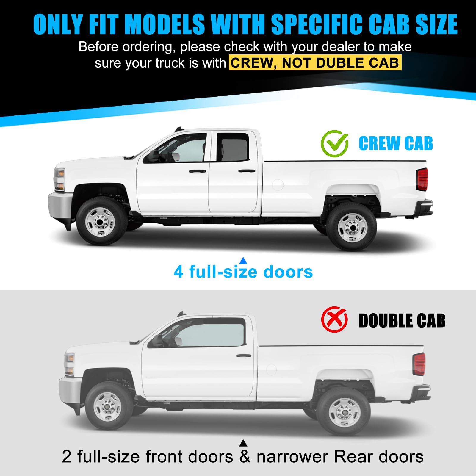 Garvee Running Board for 2019-2021 Chevy Silverado/GMC Sierra 1500 2020-2021 Silverado/Sierra 2500HD 3500HD - Enhanced Durability, Simple Assembly, Stylish Design, Superior Stability