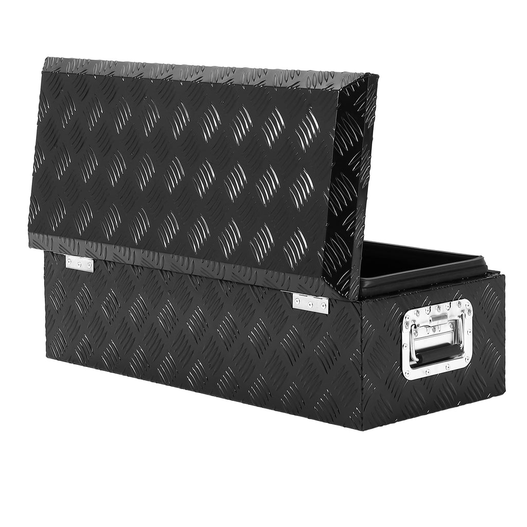 Garvee 20X12 Inch Truck Bed Tool Box, Heavy-Duty Aluminum Diamond Plate Storage Chest, Waterproof with Lock, for Trucks, Trailers, RVs, and Warehouses, Black