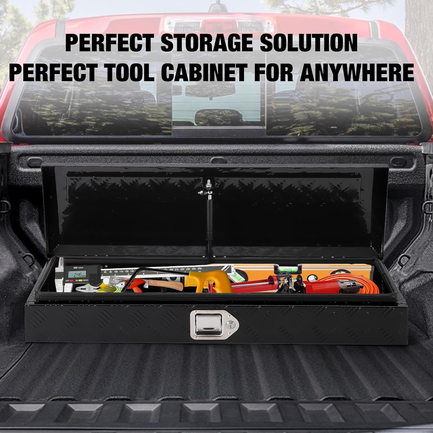 Garvee Truck Bed Toolbox Heavy Duty Aluminum Lockable Storage for Pickup Beds, RVs & Trailers, Waterproof, Secure Organizer with Side Handles & Gas Strut Lid