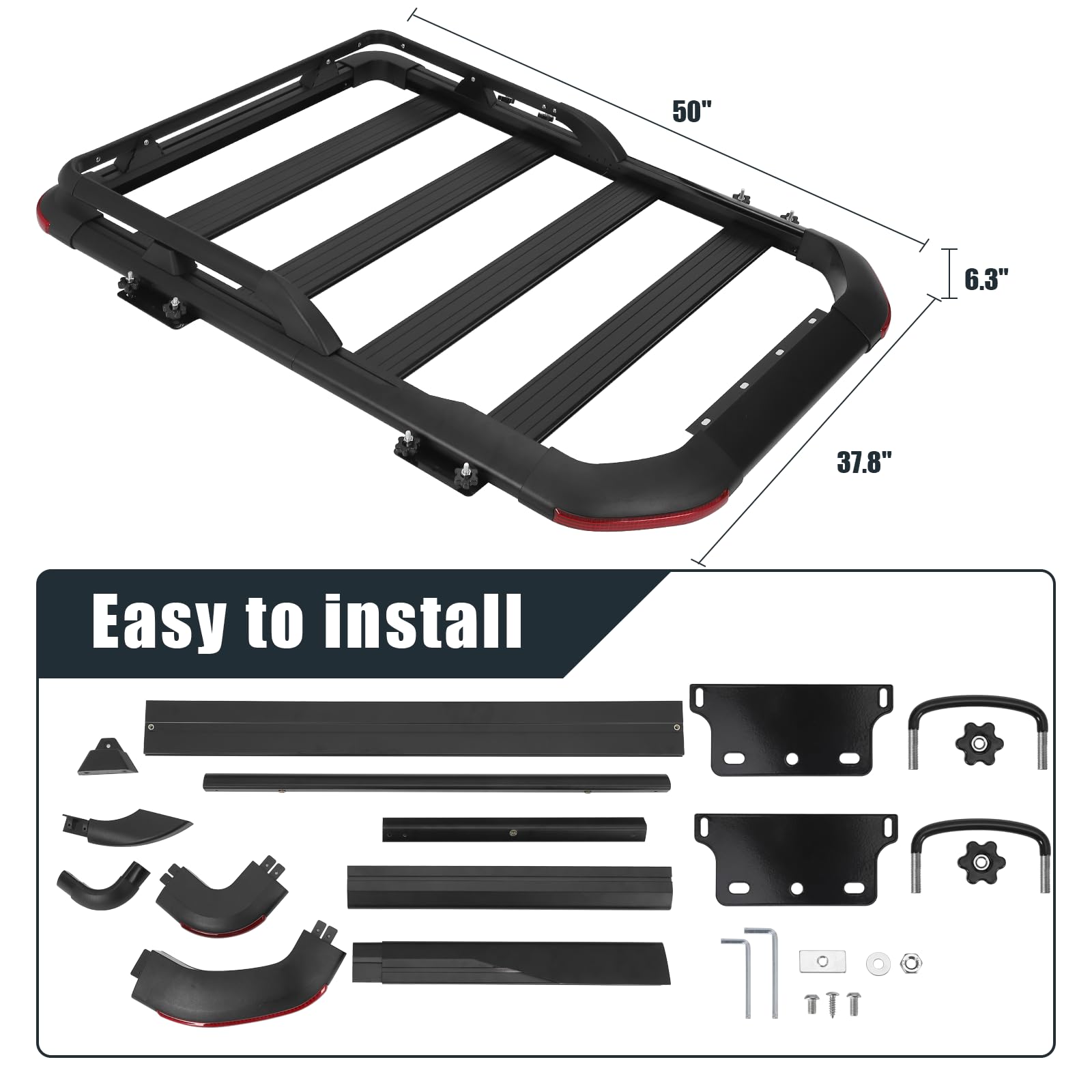 Garvee Roof Rack Basket, 50 x 37.8 Inch Heavy Duty Car Carriers Rooftop Basket, 165Lbs Capacity Cargo Rack for SUV Truck Cars