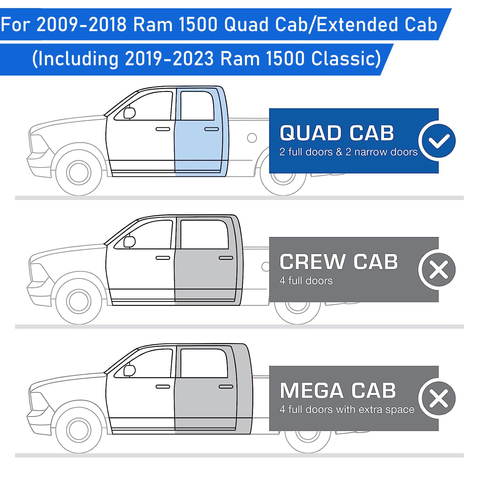 Garvee Running Boards for 09-18 Dodge Ram 1500 Quad Cab