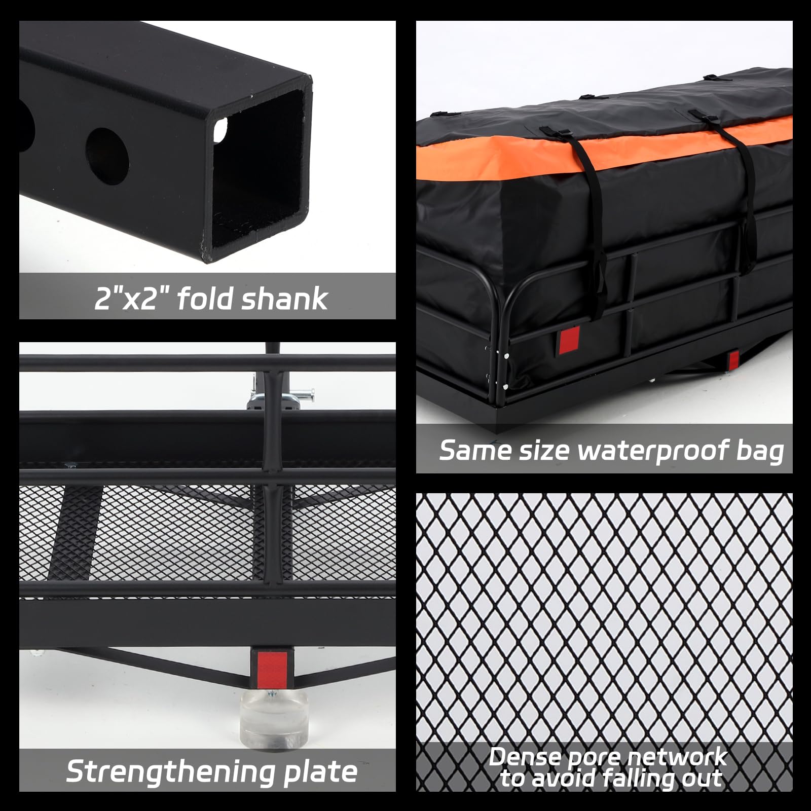 Garvee Hitch Mount Cargo Carrier Basket 60"x24"x14" Black Steel 500 Lbs Capacity for Cars and SUVs