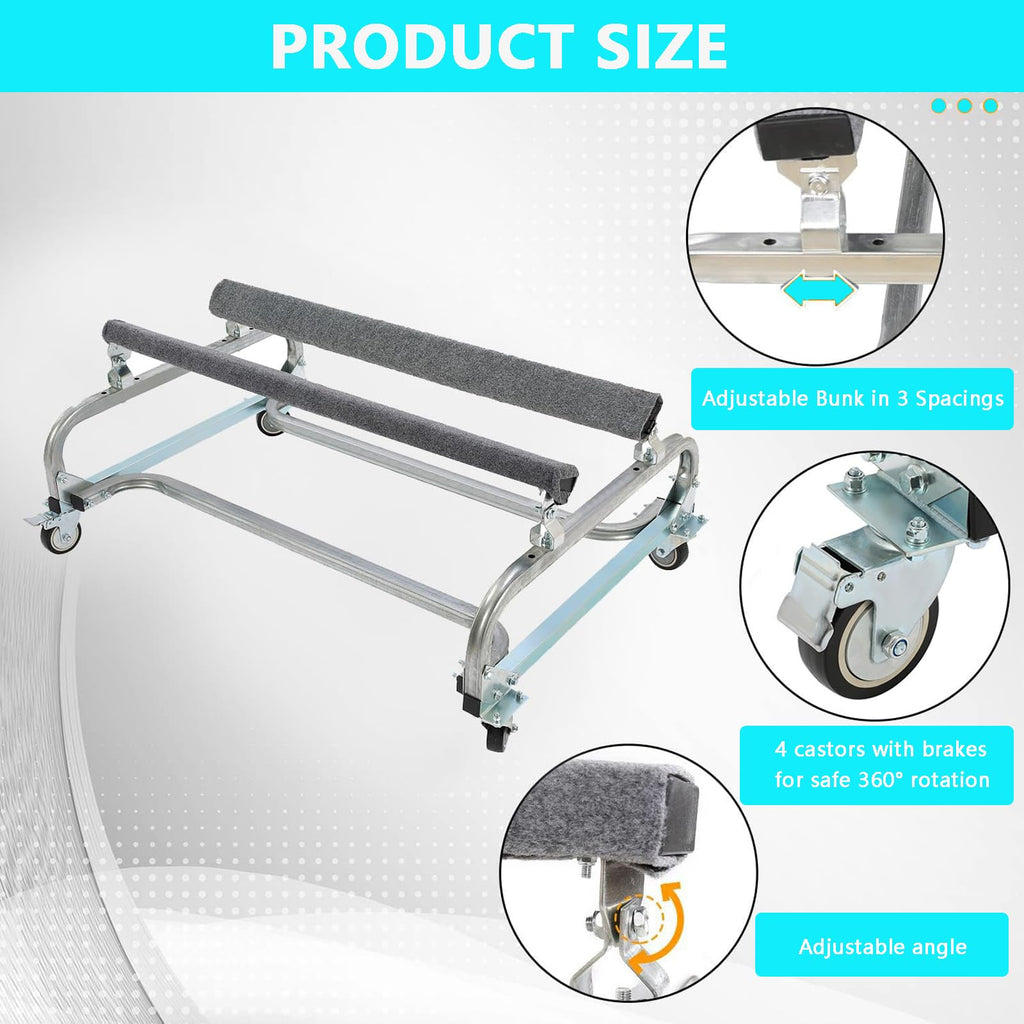 Garvee Jet Ski Dolly - 1300 lbs Watercraft PWC Dolly with Adjustable Bunks and 4 Brake Casters for Moving Watercraft, Galvanized Steel, Multi-Size Adjustable, Rust-Resistant
