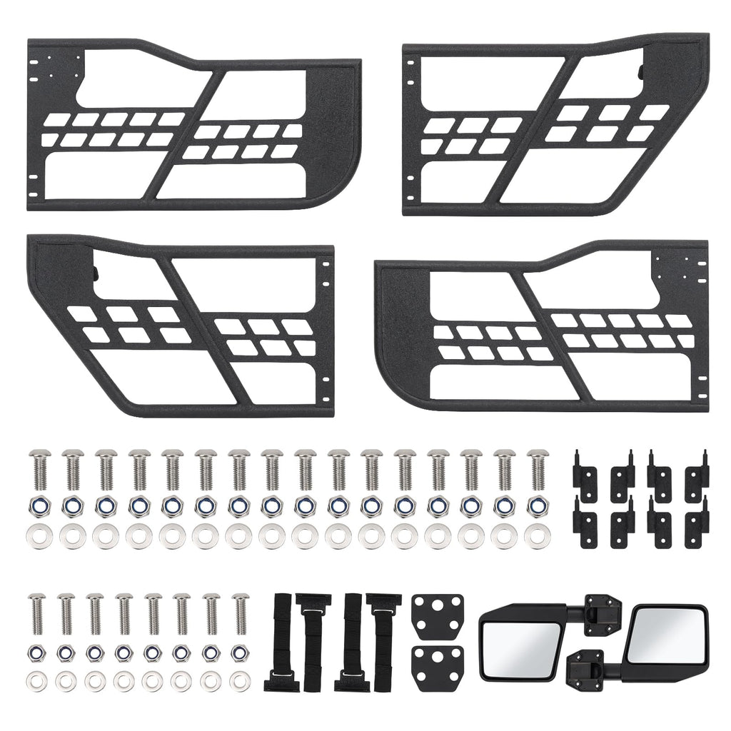 Garvee Safari Tubular Doors for 2007-2018 Wrangler JK 4-Door - 4-Door with side Mirror / Black