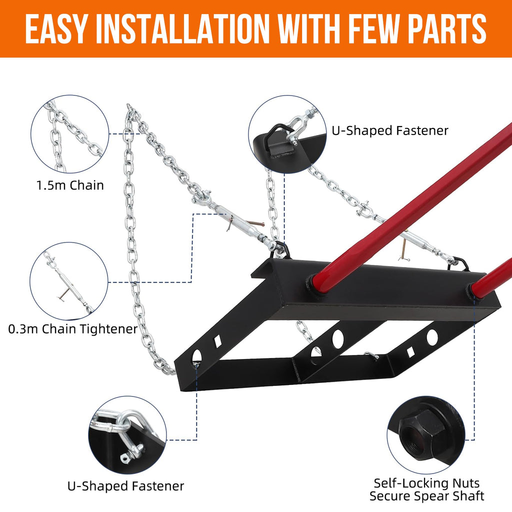 Garvee 39" Hay Spear,Double SpearBale Spear 4000lbs Loading Capacity Hay Spear Attachment Skid Steer Loader Tractor Bucket Attachment Quick Attach for Bobcat Tractors