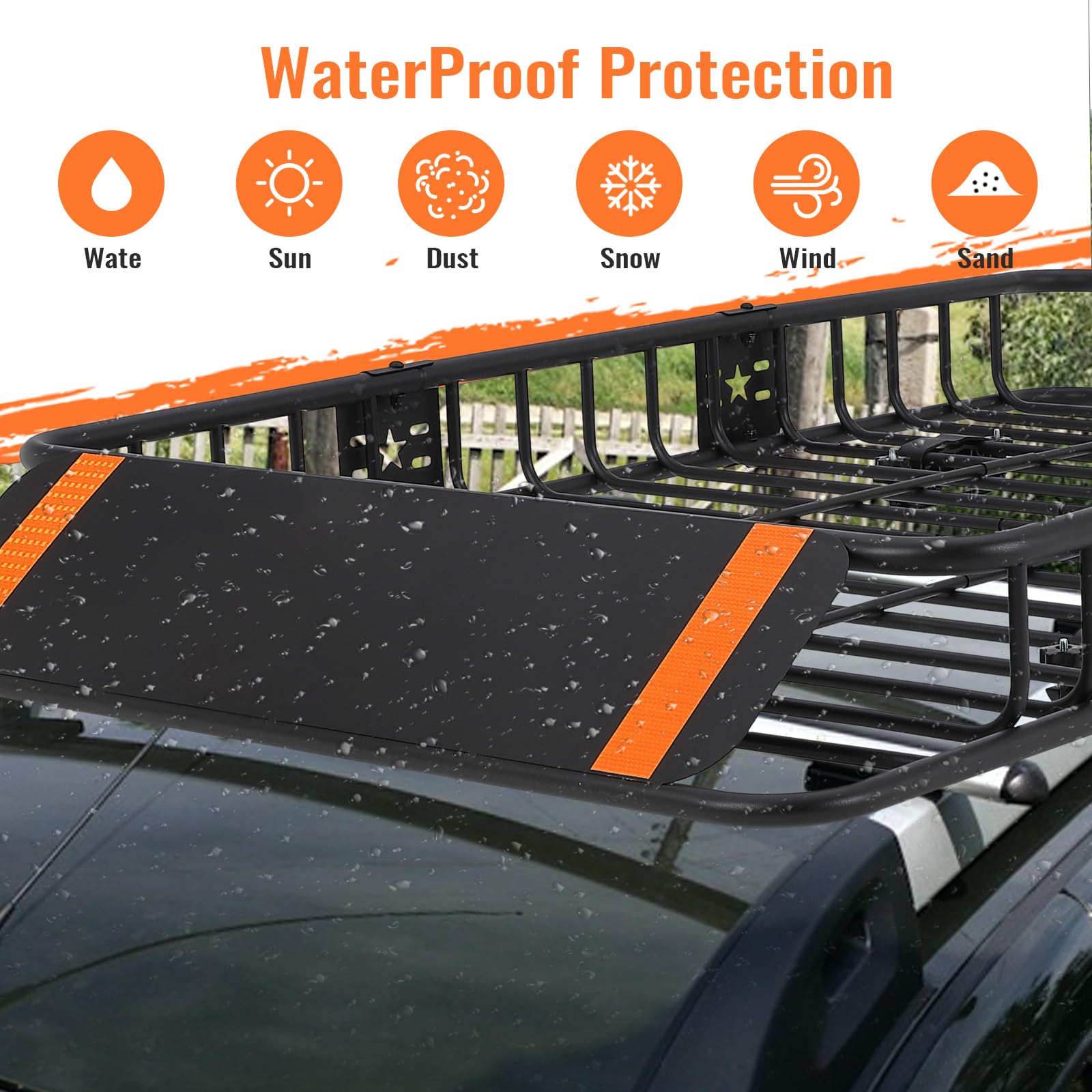 Garvee Roof Rack Cargo Basket, 64"x39"x6" Cargo Carrier with Extension for Truck or RV Camping Storage, 200lbs Capacity, Steel Construction