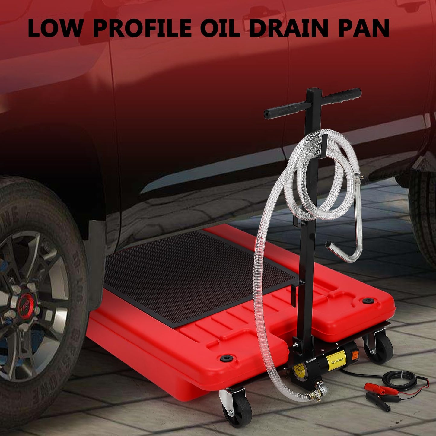 Garvee Best Oil Drain Pan with Pump – 17 Gallon Low Profile Oil Drain Pan for Cars, SUVs & Trucks, 12V Electric Pump & 8FT Hose for Easy Oil Changes