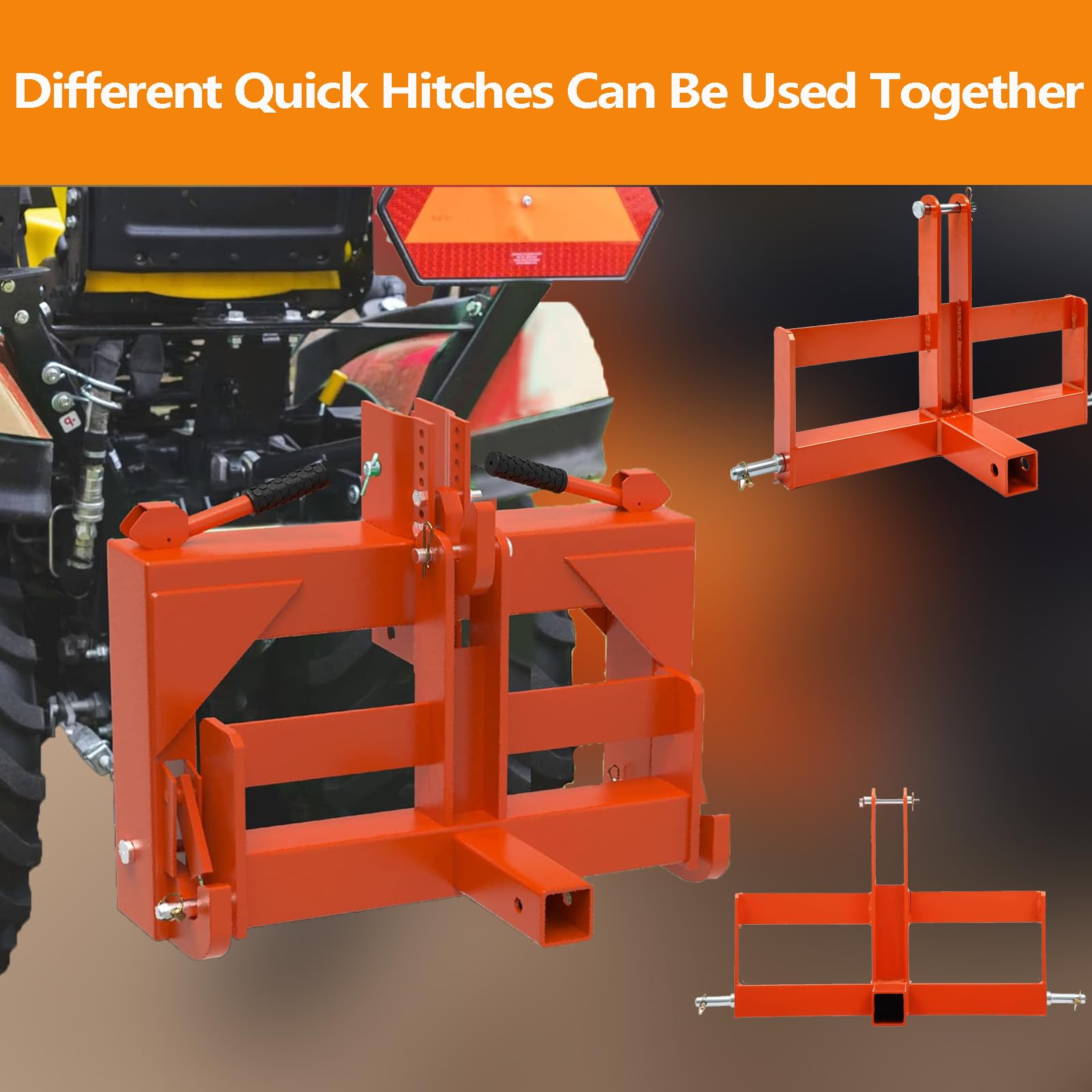 Garvee 3 Point Hitch Receiver for Cat 1 Tractors, 3 Point Quick Hitch with 2" Receiver Drawbar Attachments & Suitcase Weight Brackets for Category 1