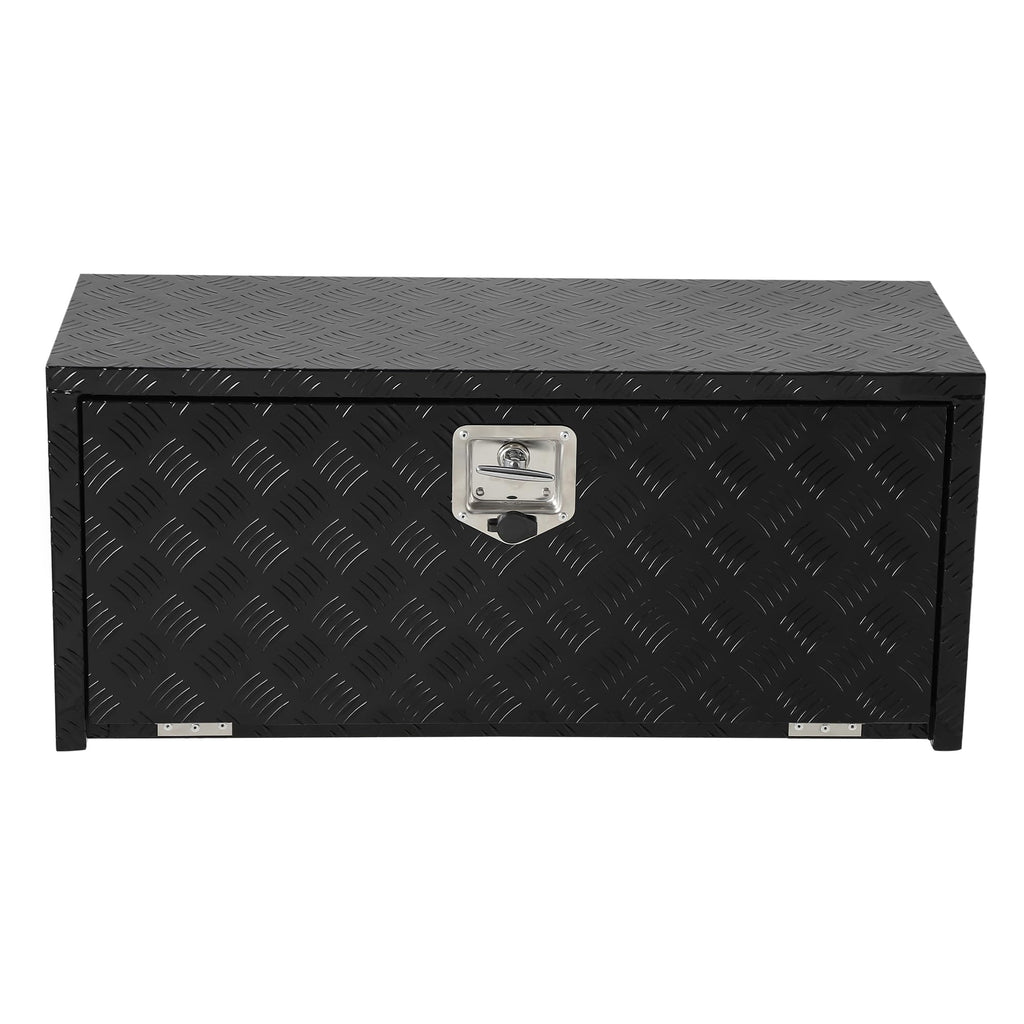 Garvee 30 Inch Heavy Duty Aluminum Tool Underbody Box Waterproof Truck Storage Organizer Chest for Pick Up Truck Bed RV Trailer Black